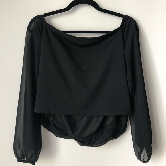 GUESS long sleeve black sheer blouse - Picture 2 of 2